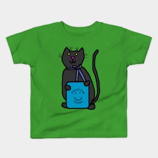 Cute Cat with Positive Vibes Smiley Face Kids T-Shirt